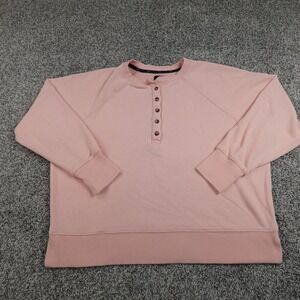 Gap Sweater Womens Large Pink Popover Henley Pullover Sweatshirt Normcore Preppy